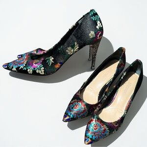 🌻J Renee Colorful Floral Statement Heel Pumps Women's Size 9 Boho Preppy Style